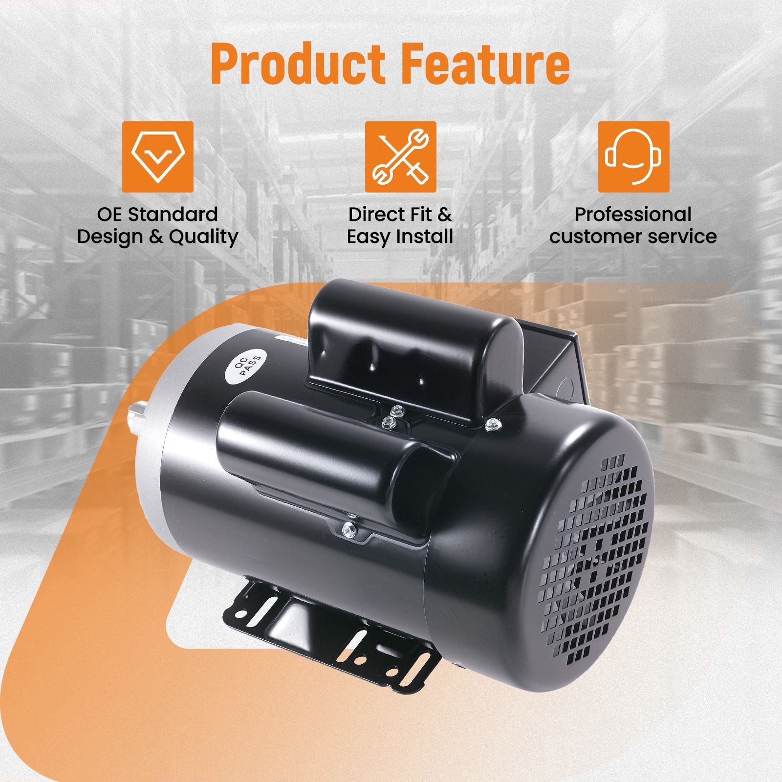 2HP Electric Motor 1725RPM AC 115V/230V 143/5T Frame 1Phase 5/8″ Keyed Shaft