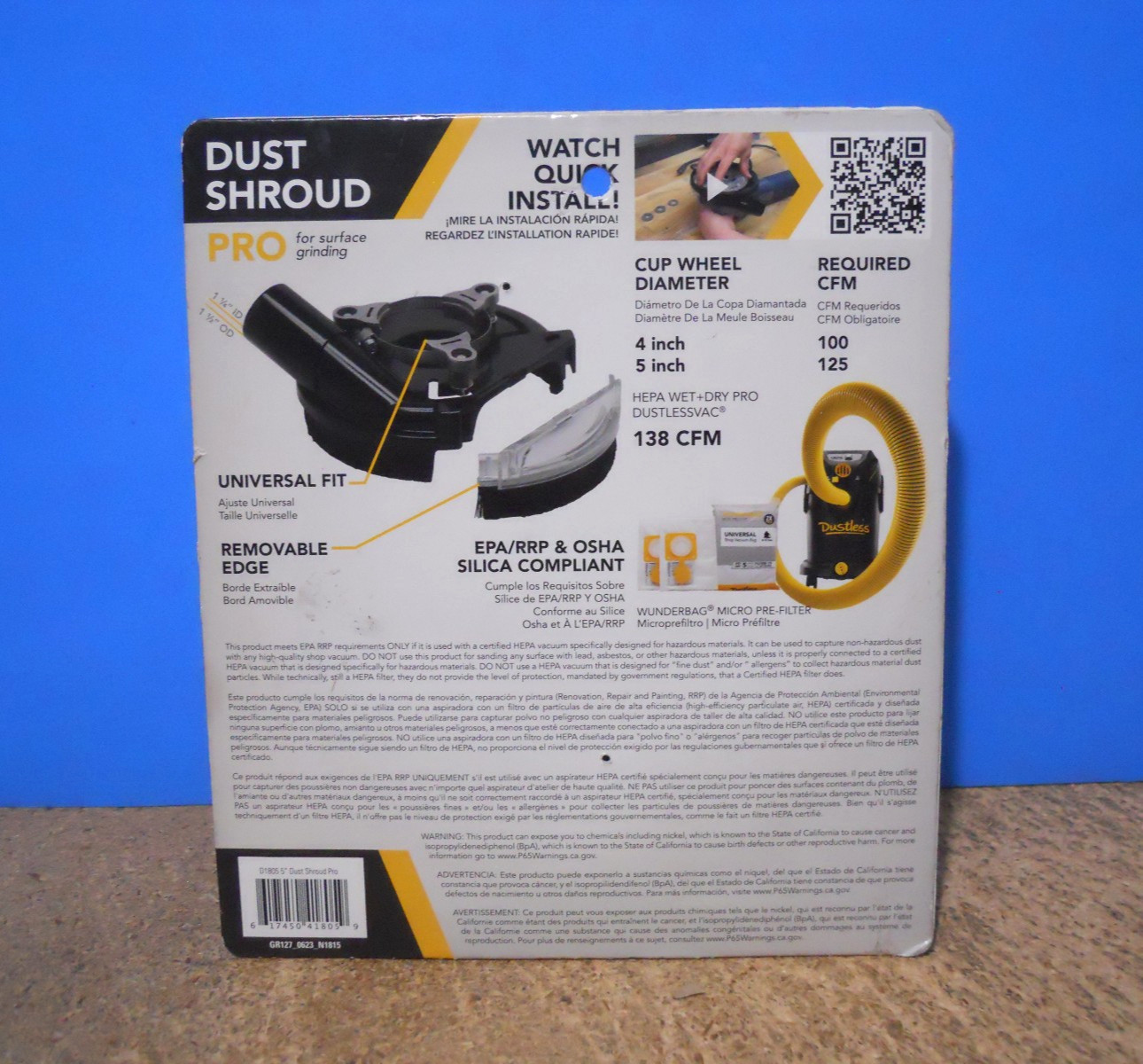 Dustless Technologies 5 in. Universal Dust Shroud Pro for 4 & 6” Angle Grinders