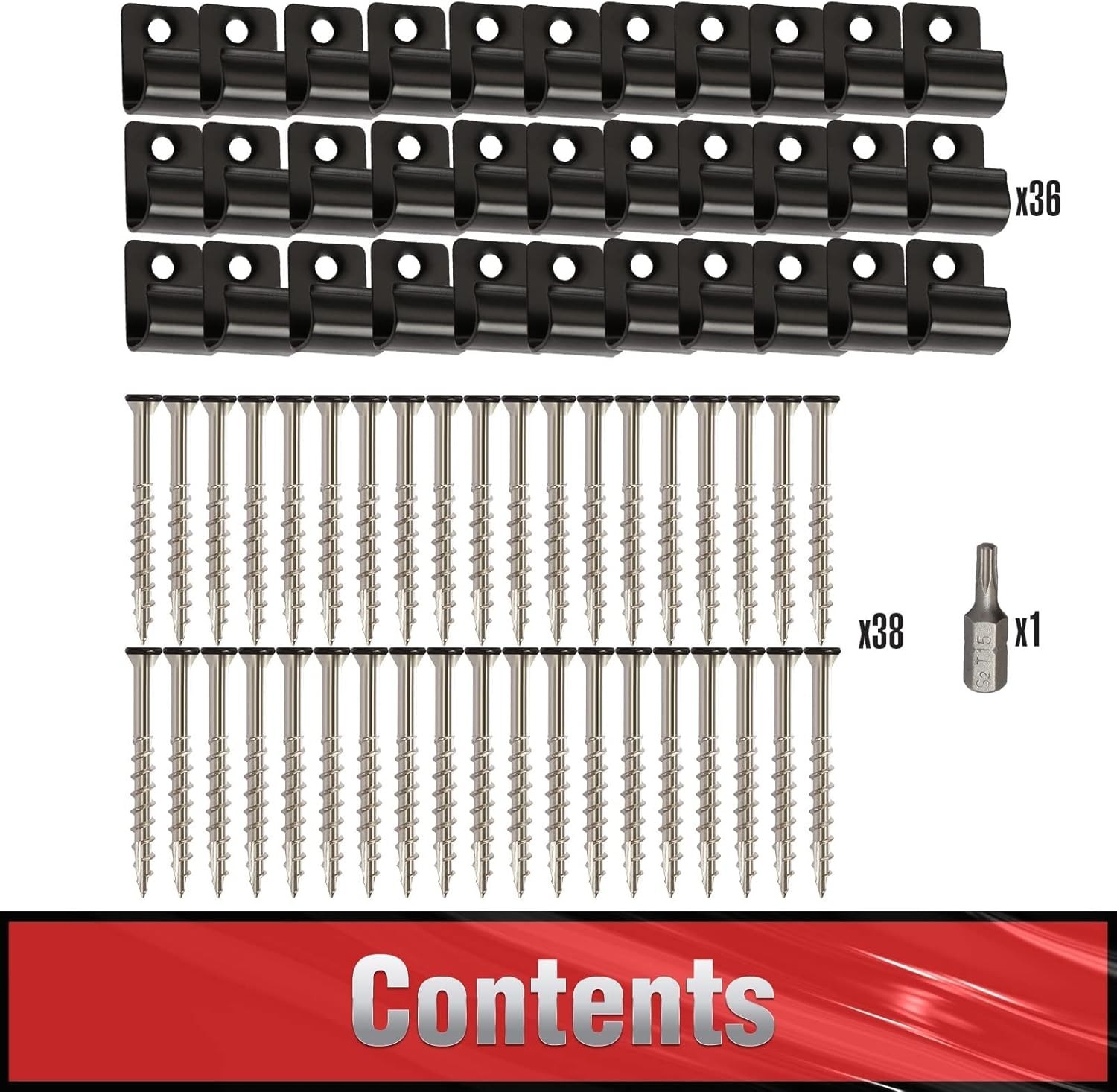 Start Clips – Universal Hidden Fasteners for Composite Decking (36 Pack, Black)