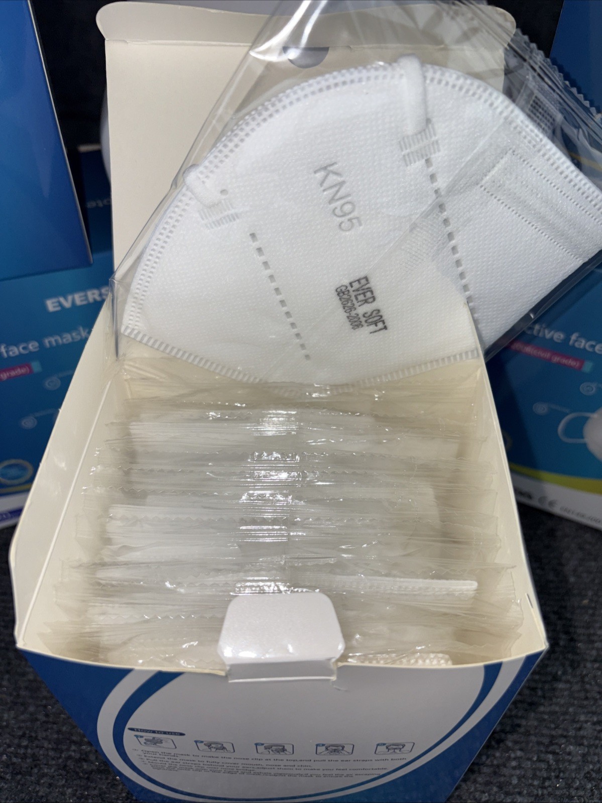 100 Pieces K95 Disposable Face Masks (20/box). Factory Sealed Individual Packs.