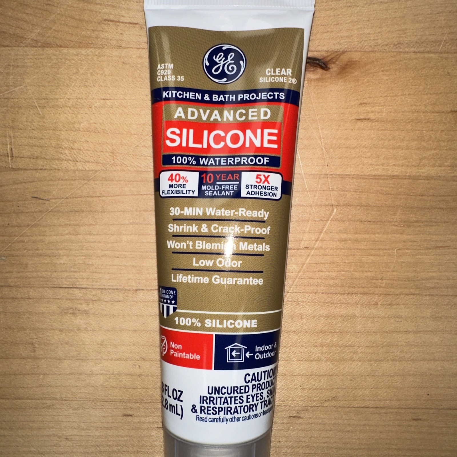 GE Advanced Silicone Caulk for Kitchen & Bathroom – 100% Waterproof Silicone…