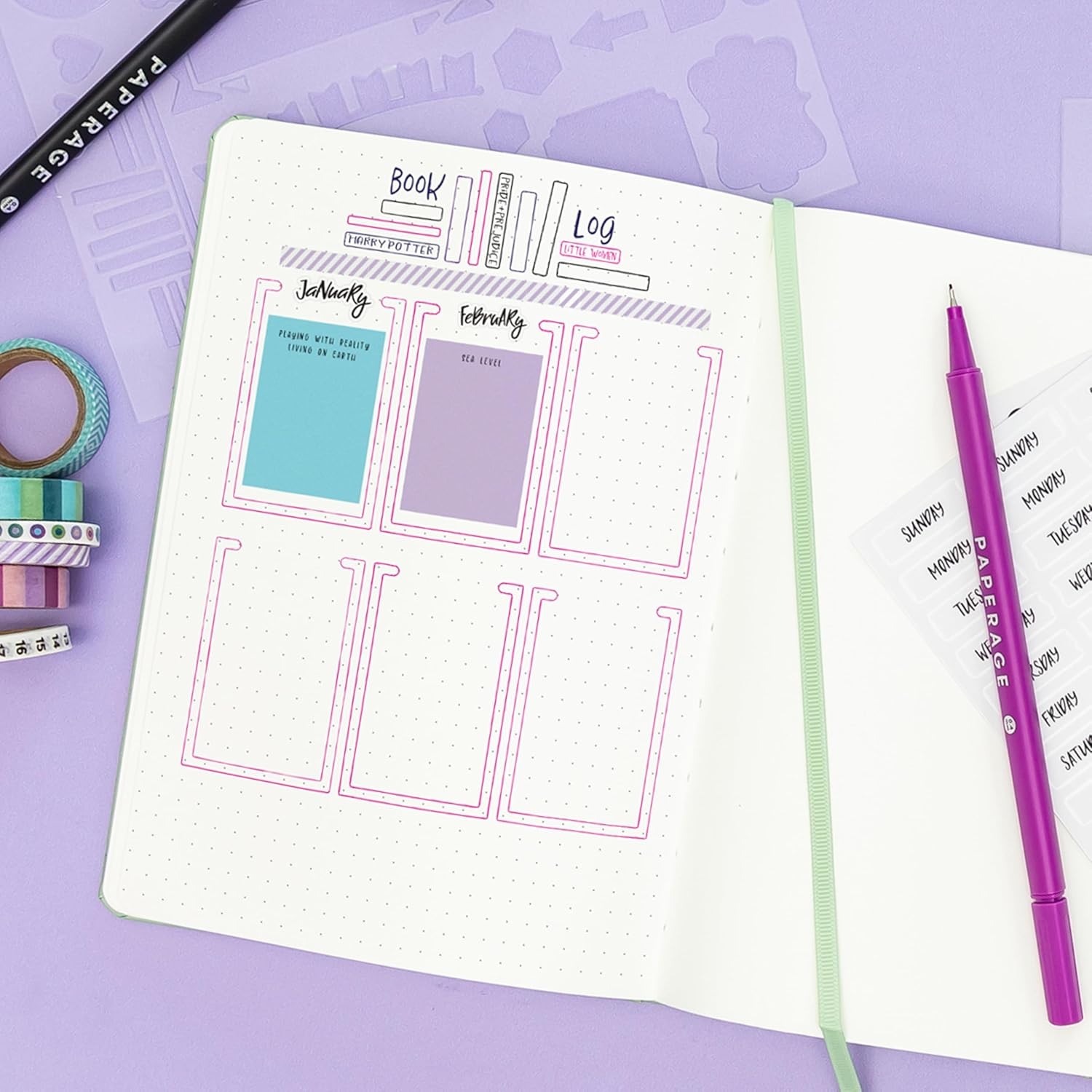 PAPERAGE Dotted Journal Notebook 5.6x8in Hardcover Bullet Planner 160 Pages
