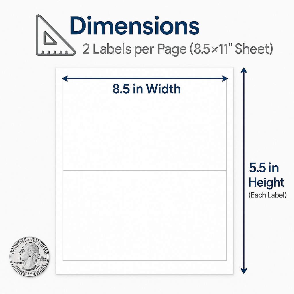 Labels Premium Mailing Shipping 8.5×5.5 Half-Sheet Self Adhesive Laser & Inkjet