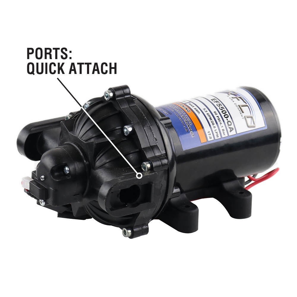 Everflo 12V Diaphragm Sprayer Pump – 5.5GPM, 60 PSI, Quick Attach Ports