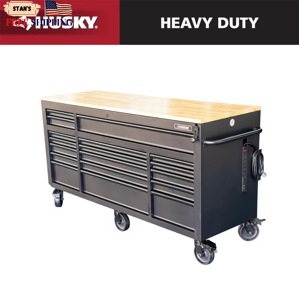 72 In W X 24 In. D Heavy Duty 18-Drawer Mobile Workbench Cabinet with Adjust….