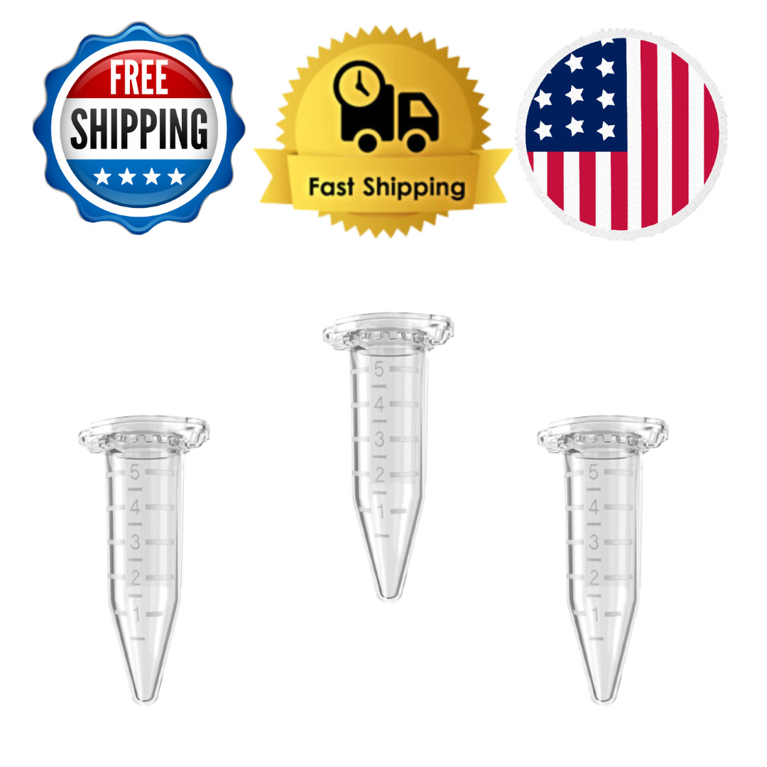 1.5mL, 5mL Microcentrifuge Tube Conical Lock Cap Dnase/Rnase Free