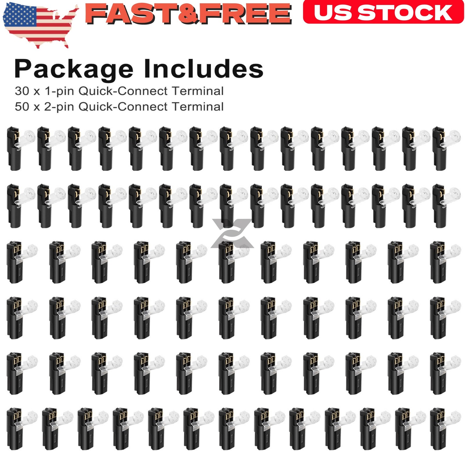 80Pcs Quick Wire Connectors Reusable Plug-In Cable Terminal Blocks