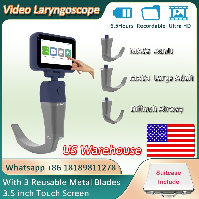 3.5″ Touch Screen Digital Anesthesia Video Laryngoscope With 3 Reusable Blades
