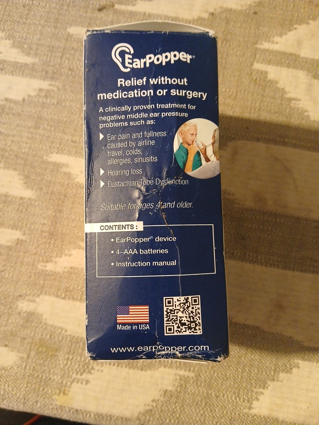 Earpopper Ear Pressure Relief Device for Flying, Swimming, NEW Open Box
