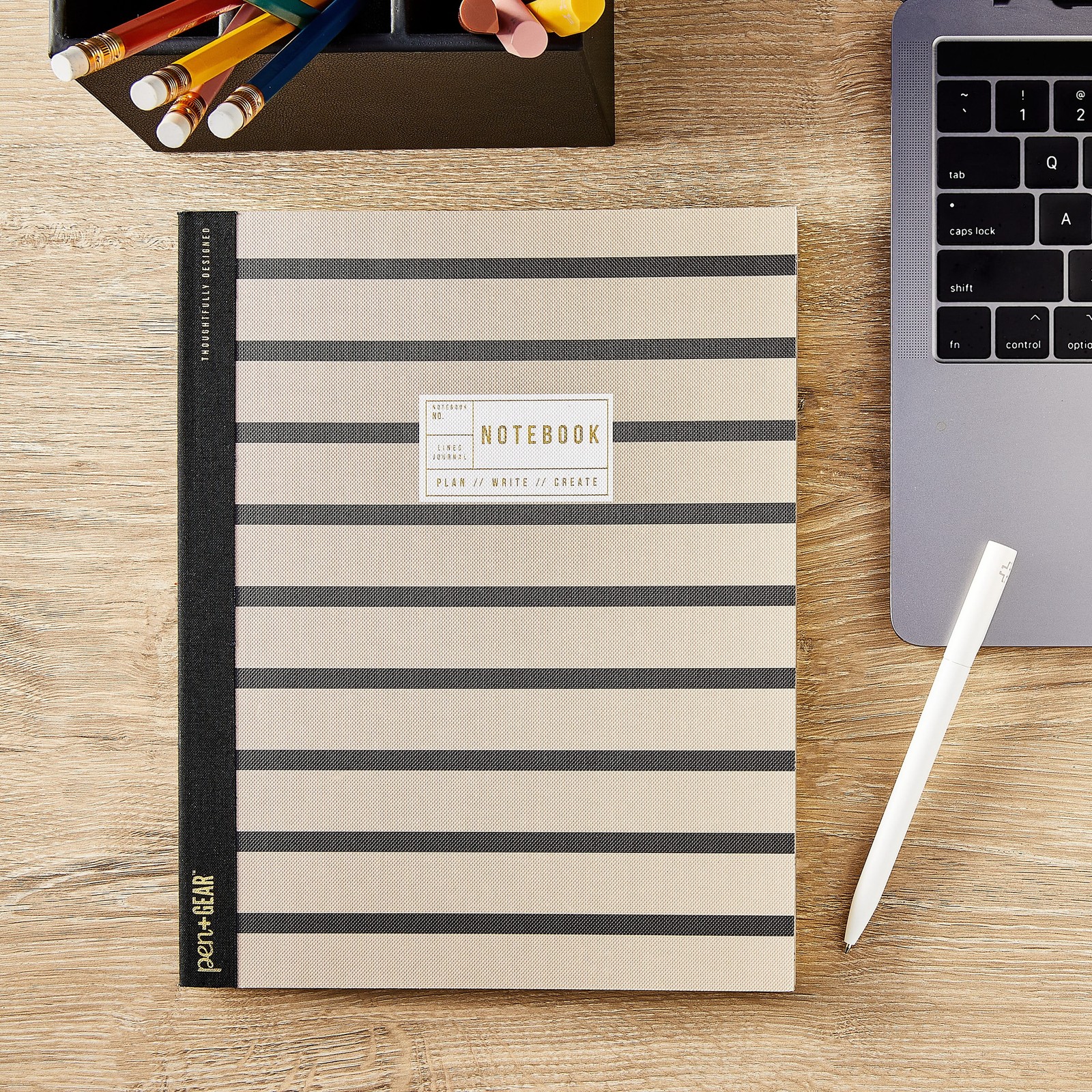 Textured Stripe Journal Notebook 8×10 Inches 160 Ruled Pages for Writing