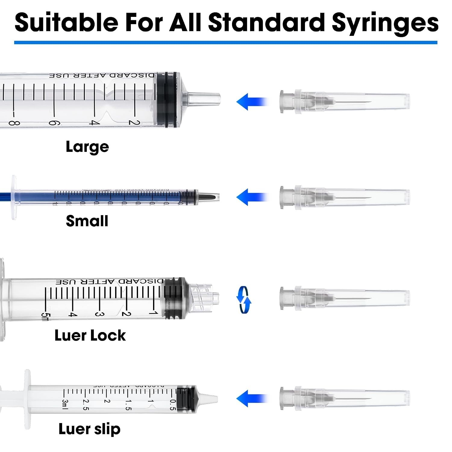 100 Pack 27 Ga 1/2 inch Disposable Needles with Caps for Scientific and Indus…
