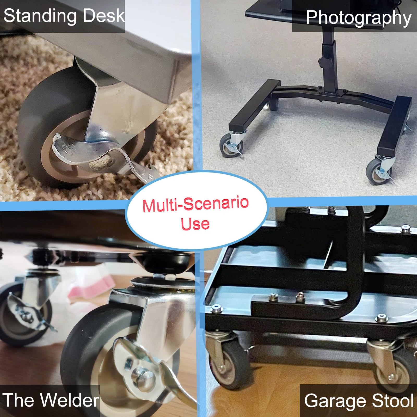 Caster Wheels, 3 Inch Stem Casters Set of 4, Heavy Duty Swivel Wheel with Bra…
