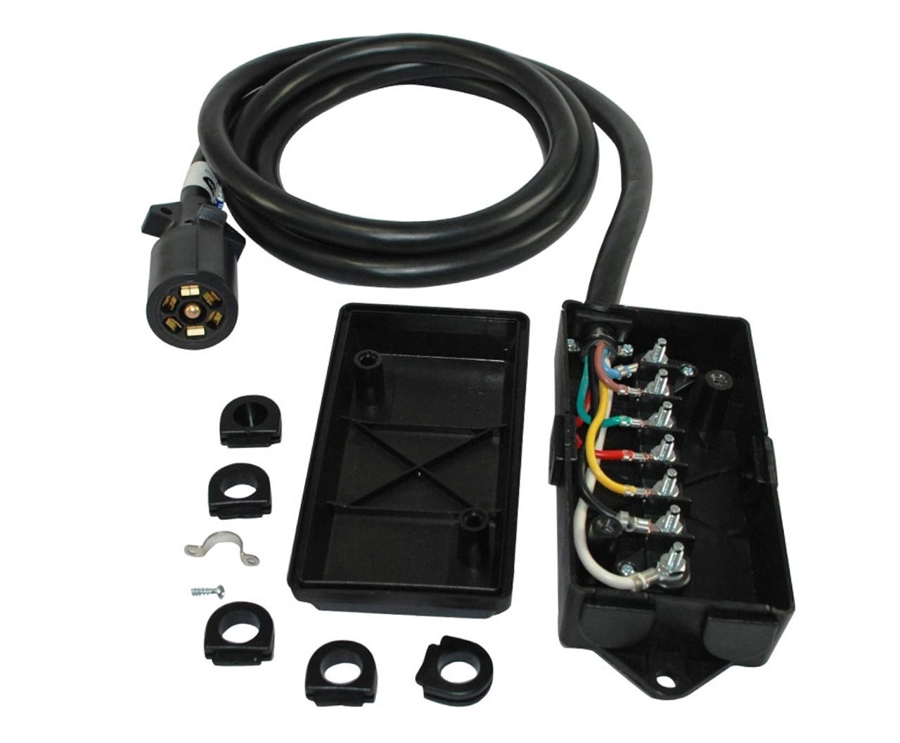 Conntek 7 Way Plug Inline Trailer Cord with 7 Gang Junction Box 6-Feet