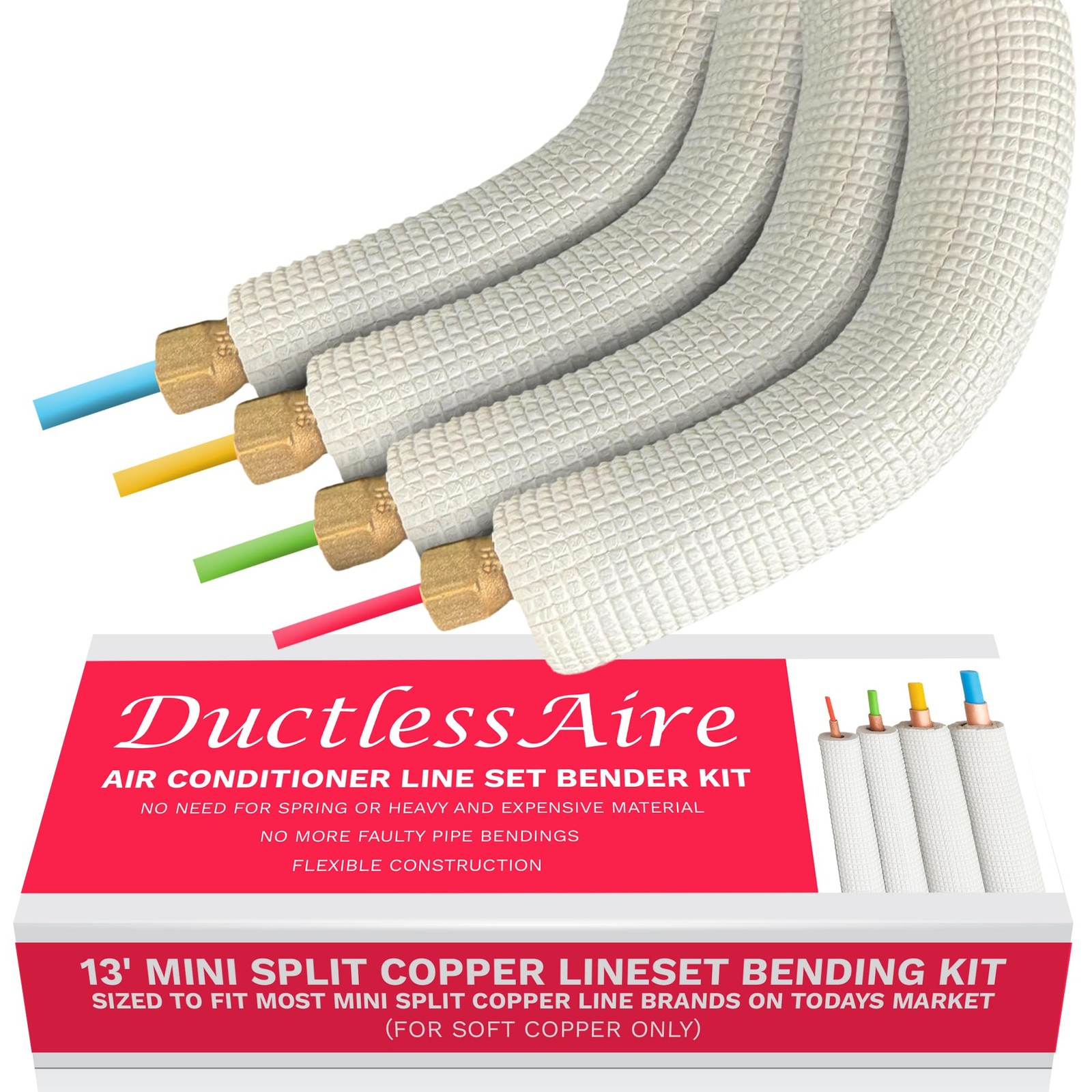 4 Piece Air Condition Line Set Bender Kit Fits 1/4″ 3/8″ 1/2″ 5/8″ Color Coded A