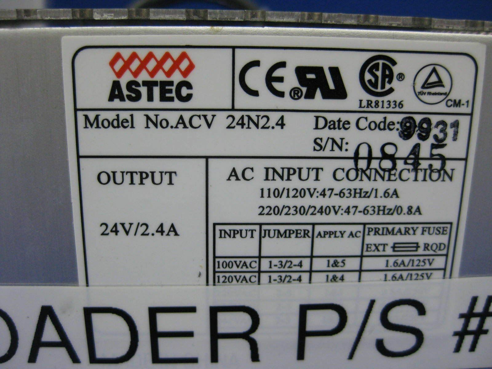 Astec ACV 24N2.4 Power Supply, Lot of 2 Used