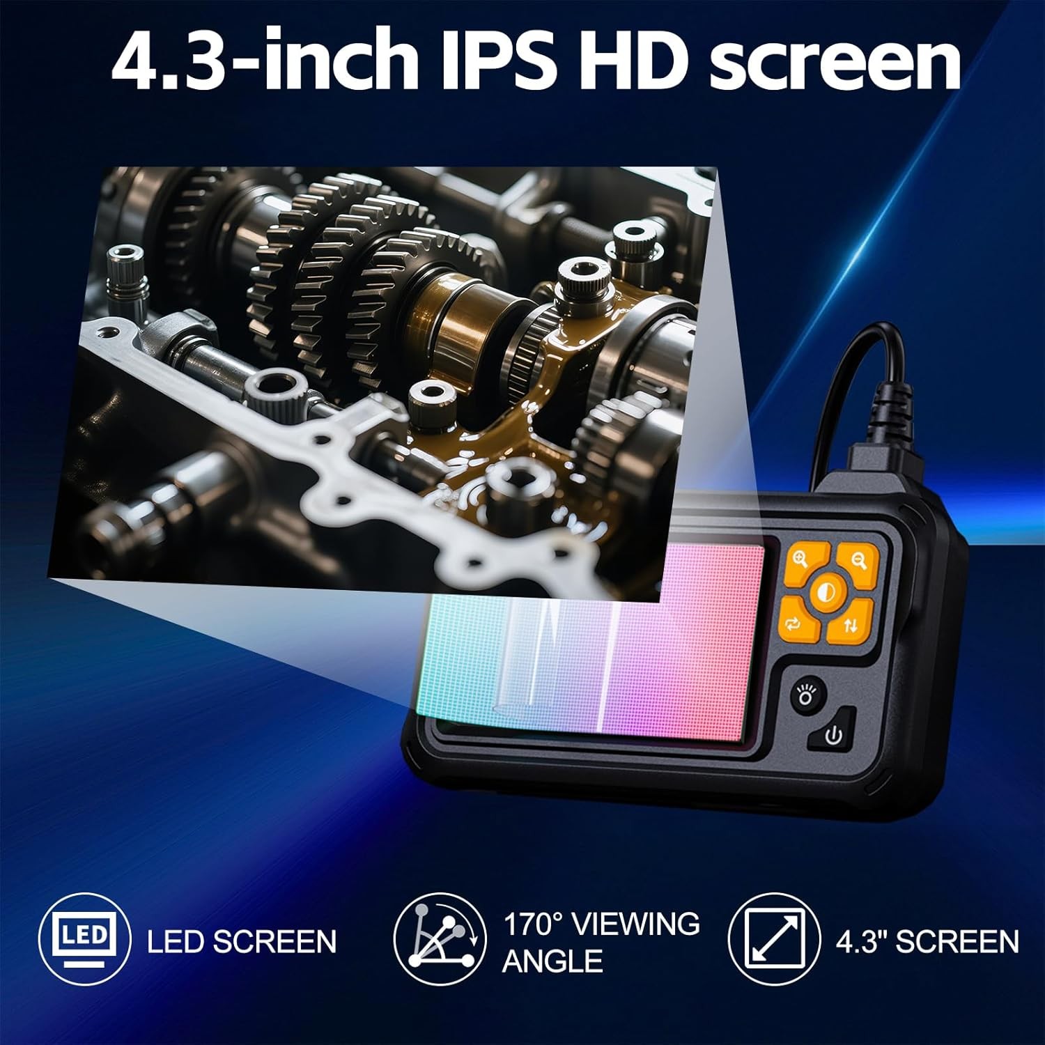 KERUI 8LED IP67 Borescope Camera 1M Flexible Cable 1080P HD 4.3 Inch Display
