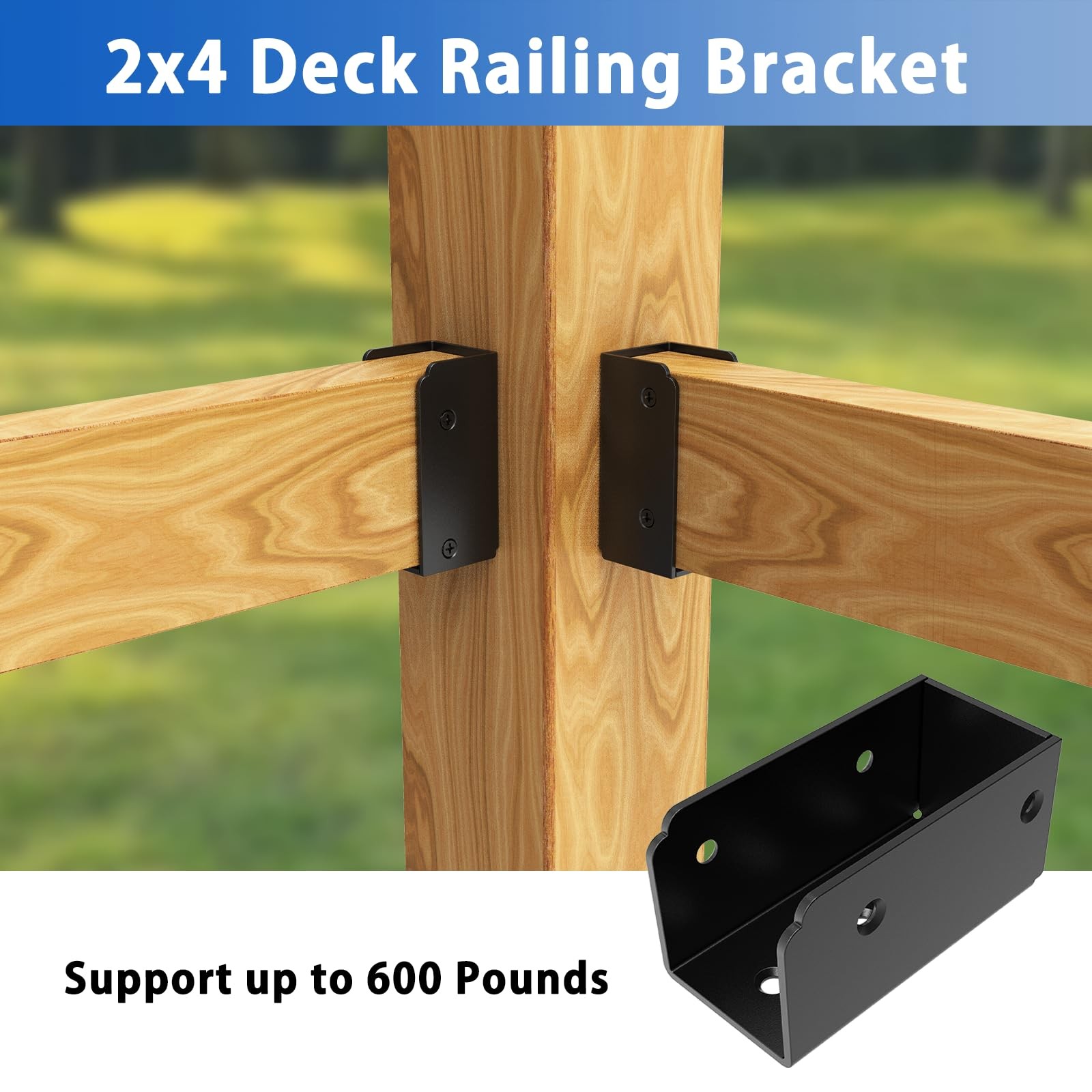 2×4 Deck Railing Brackets 4PCS Stainless Steel Fence Rail Connectors