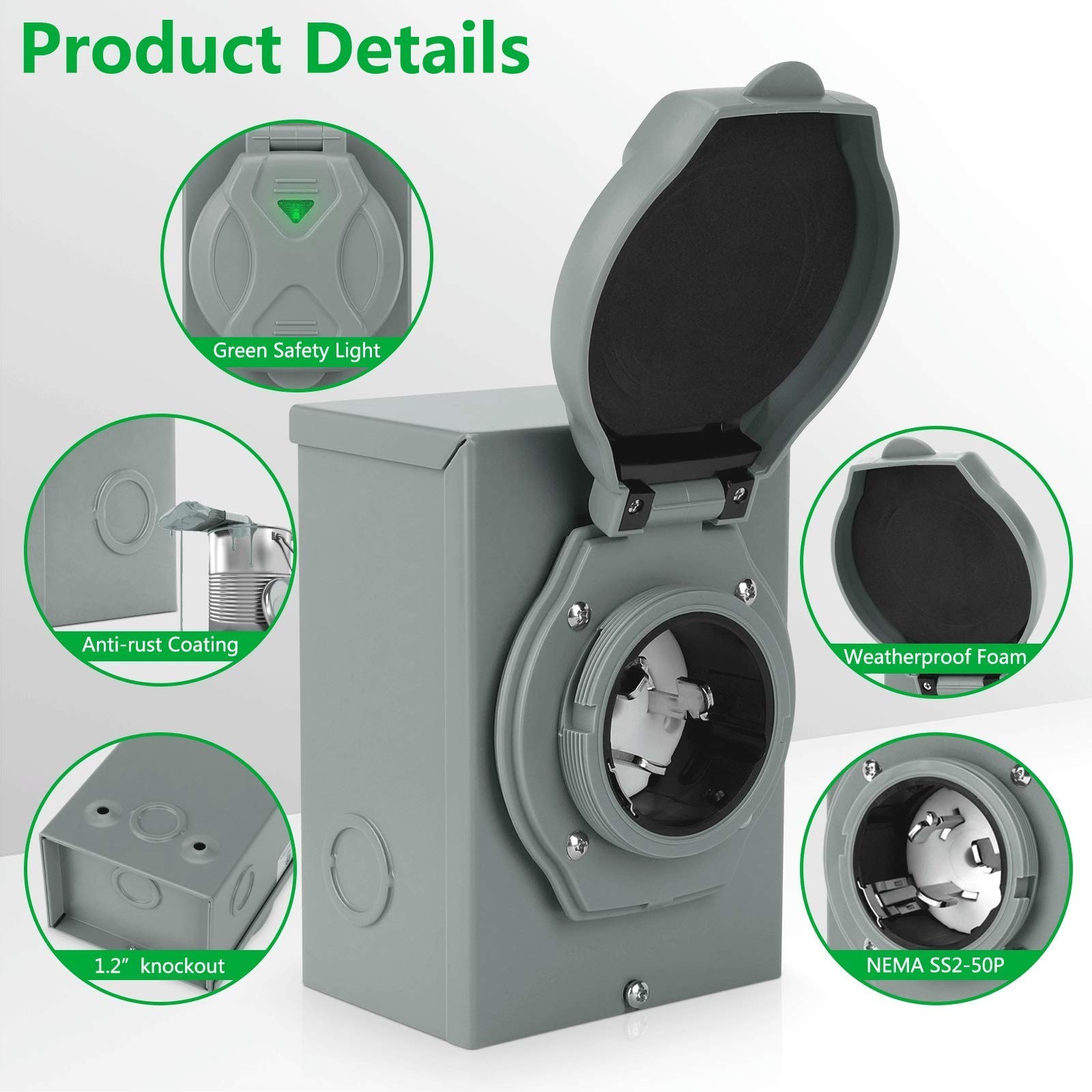 50 Amp Generator Power Inlet Box, ETL Listed NEMA SS2-50P | Power Inlet Box f…