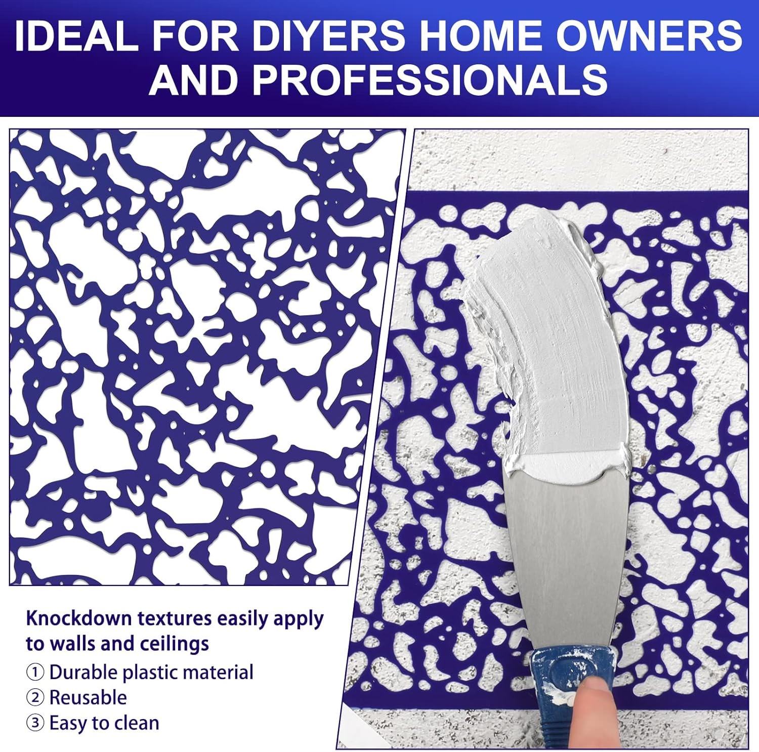 3 Pieces Knockdown Texture Spray Stencil Drywall Repair as the picture shown