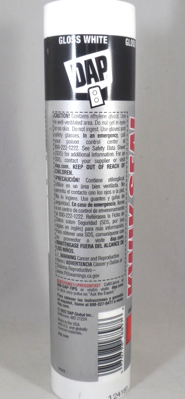 DAP Kwik Seal Ultra 10.1 oz. White Advanced Siliconized Kitchen and Bath Caulk