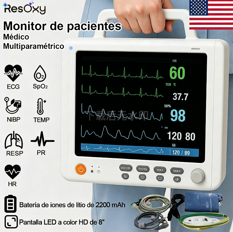 8″ Handheld Portable vital signs monitor Patient Monitor TEMP Multi-parameter