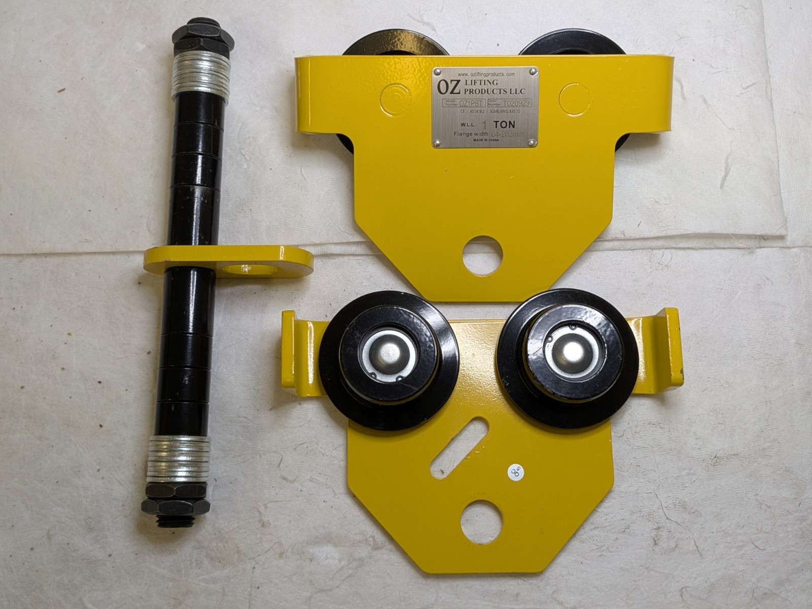 Oz Lifting Products Push Beam Trolley 1 Ton Load Capacity OZ1PBT