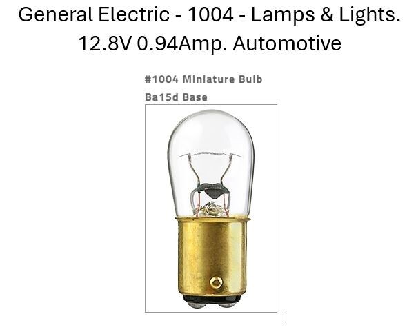 Lot of 10 – GE No. 1004 Miniature Bulbs 12.8V 0.94 Amp, BA15d B6 Made in USA
