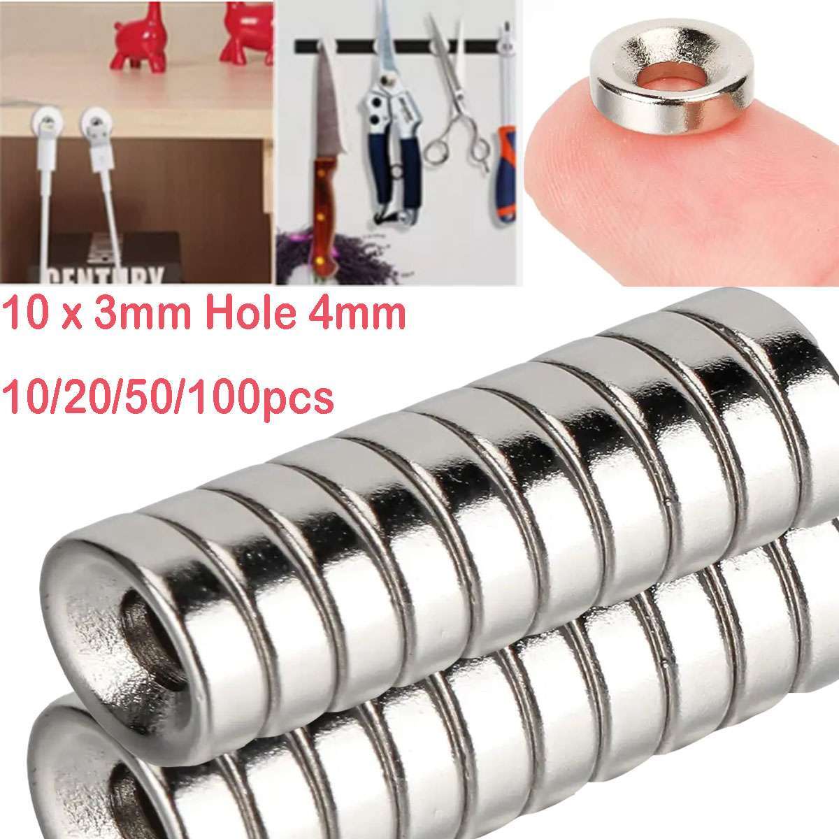 10-100Pcs Strong Countersunk Ring Magnets 10*3mm 4mm Hole Rare Earth Neodymium