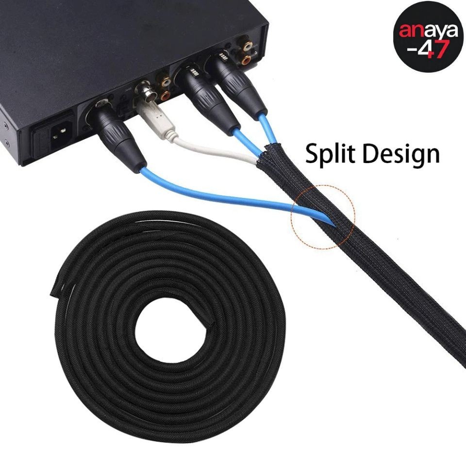 Split Braided Cable Sleeve 3MM-50MM Wire Loom Tubing Cable Management for PC Car