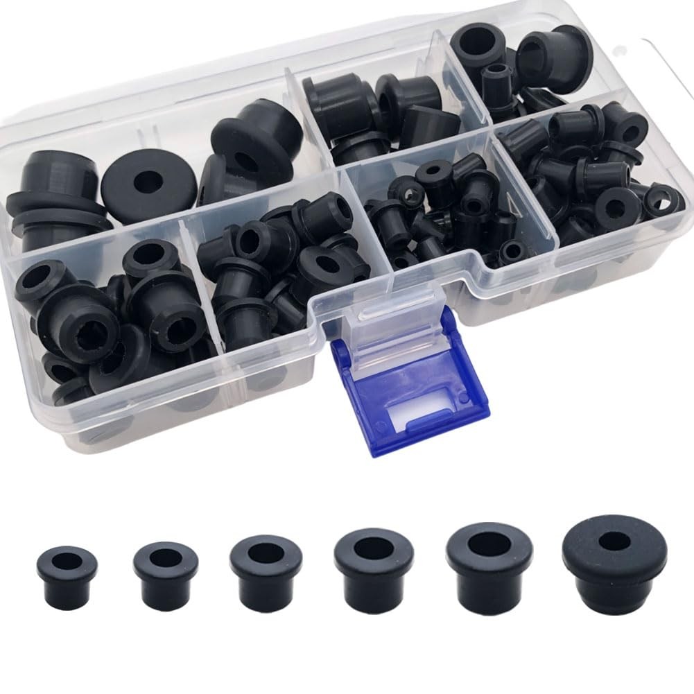100 Pack T Type Rubber Grommet Kit Silicone Wire Protection Grommets 6 Sizes