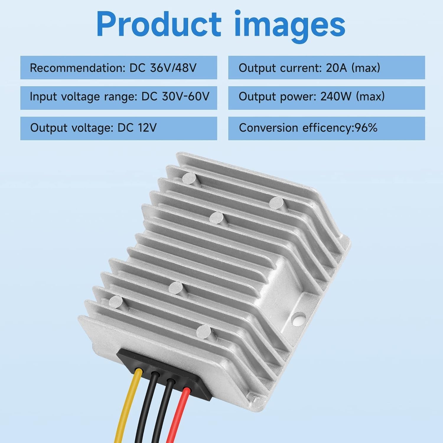 High-Efficiency 240W Step Down Converter 36V/48V to 12V for Golf Carts