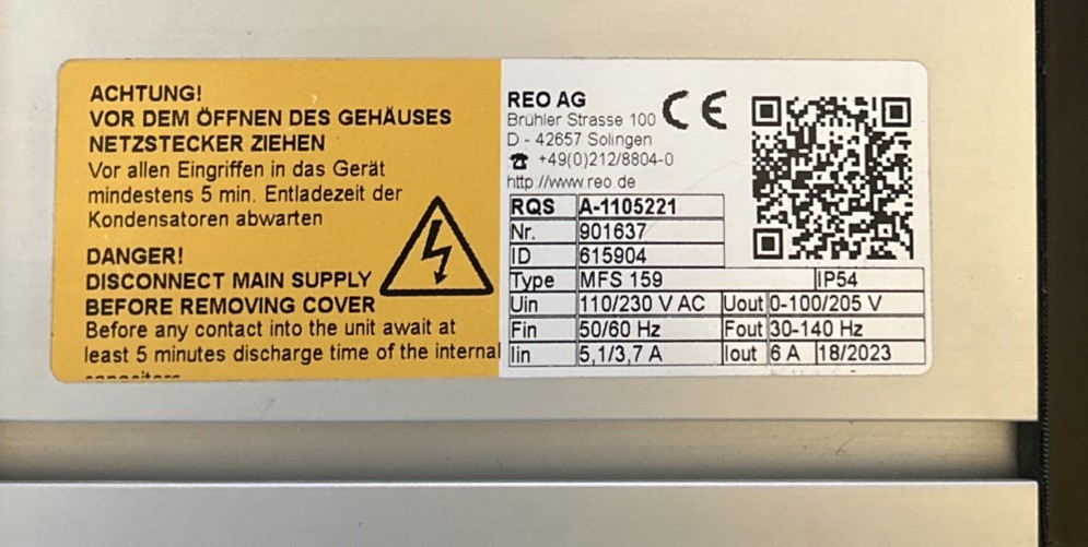 REO Reovib MFS 159 Frequency Convertor. Expedite Available! USA Shipper! EB
