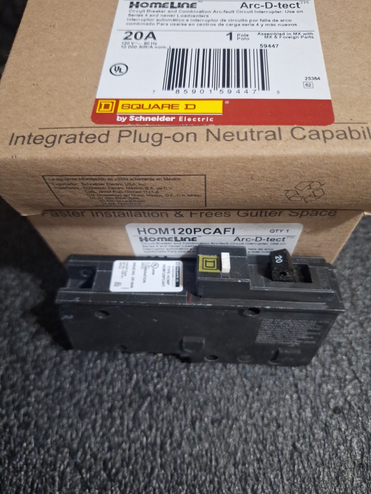 (4) Square D Homeline 1 Pole 20A 120VAC Mini Circuit Breaker – HOM120PCAFI