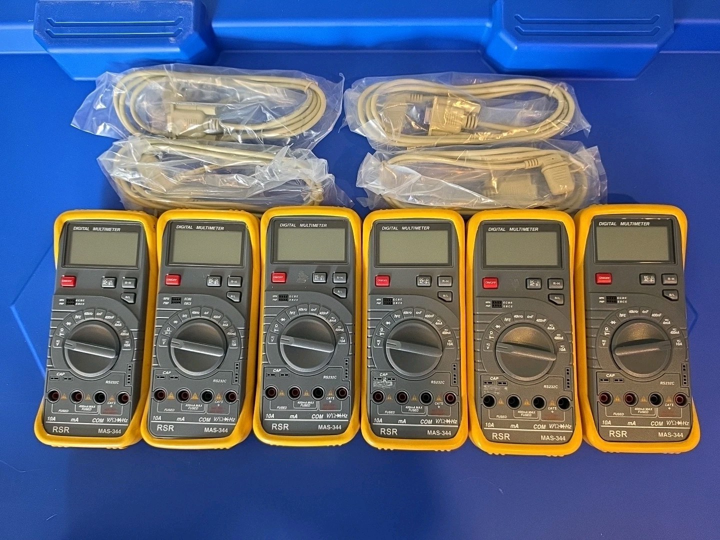 Lot Of 6 RSR Digital Multimeter, MAS-344 (6 Meters With 4 Cords Only) -Untested