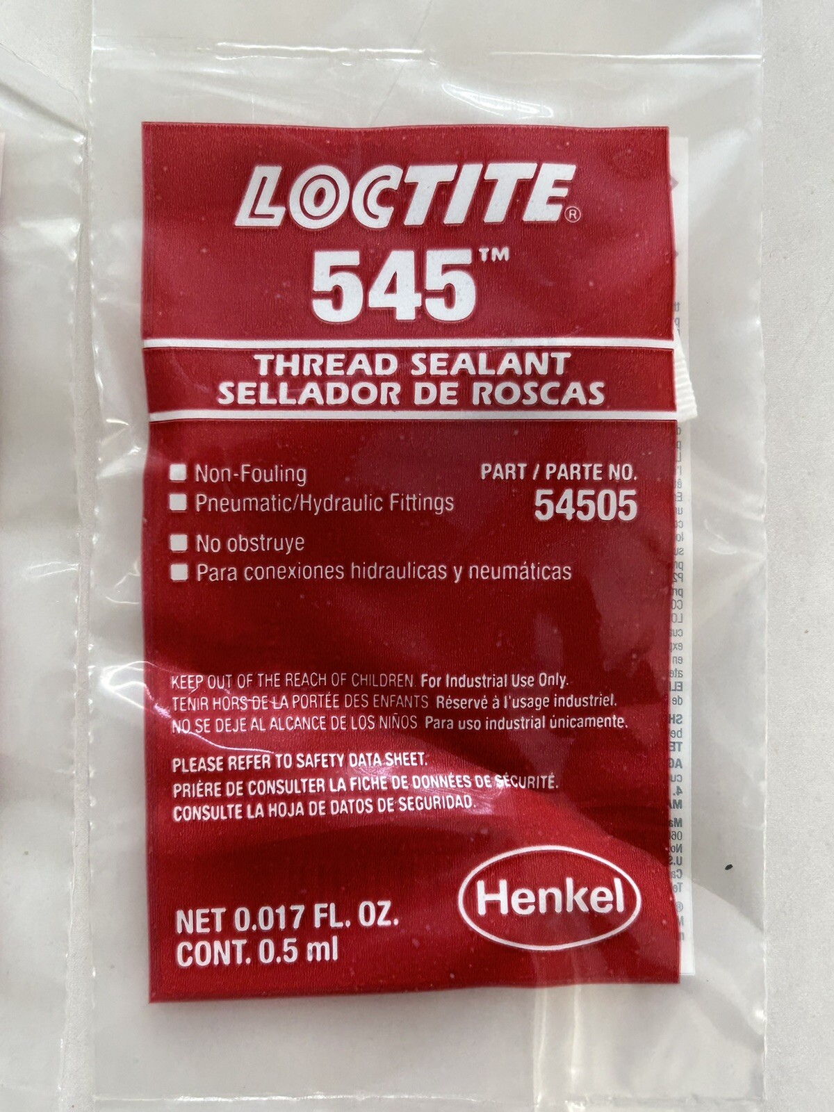 Loctite 545 Thread Sealant Hydraulic/Pneumatic Seal 0.5 mL Capsule 4-PACK (SH4)