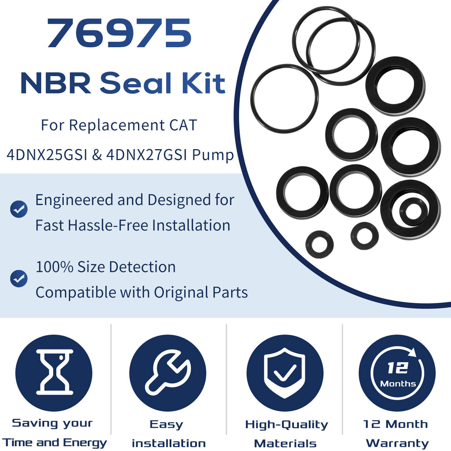 76975 Seal Kit 12Pcs For Cat Pump 4DNX Pumps 4DNX25GSI 4DNX27GSI CAT Seal Kit