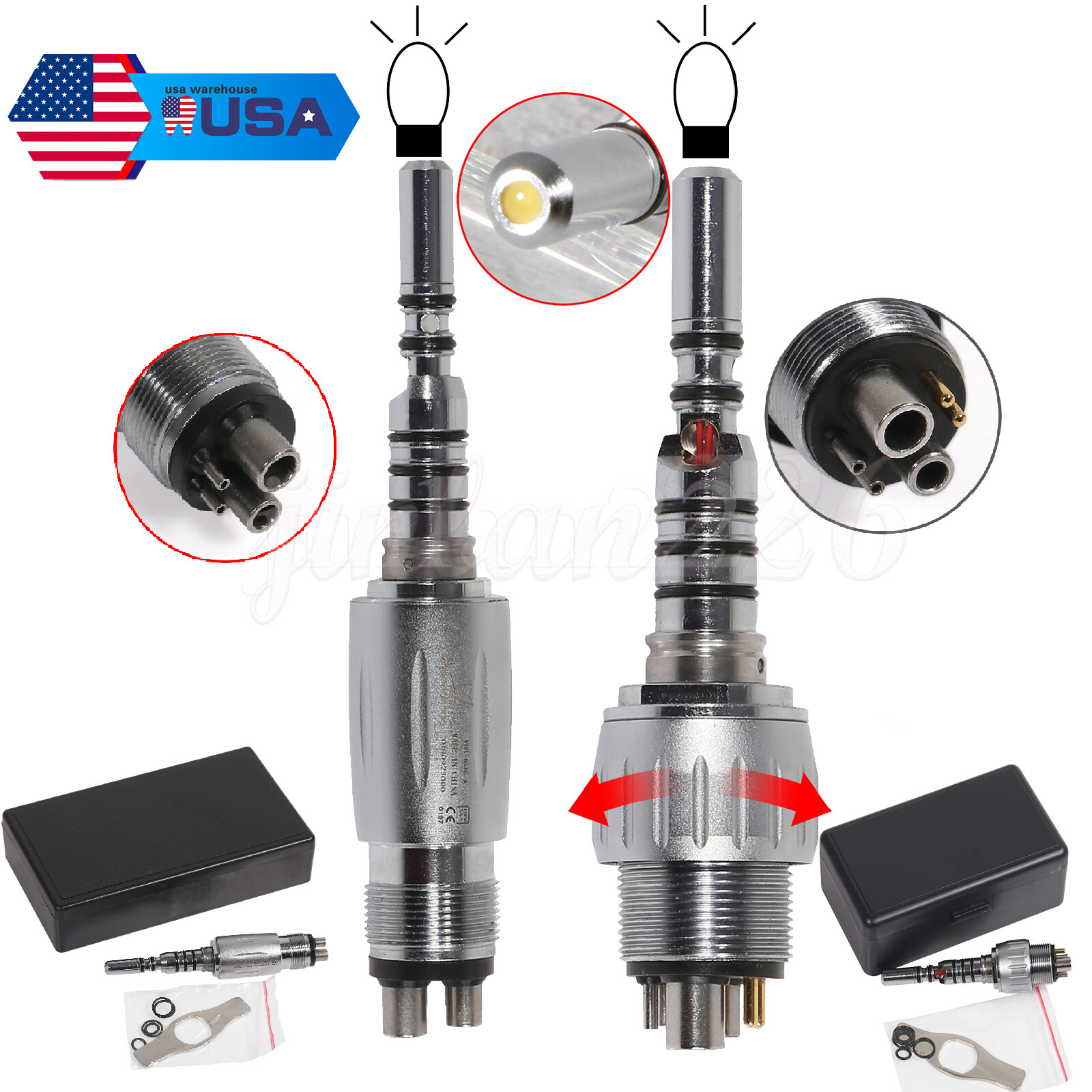 Dental LED Quick Coupler KAV 4 Hole / 6 Hole for KAVO Fiber Optic Handpiece