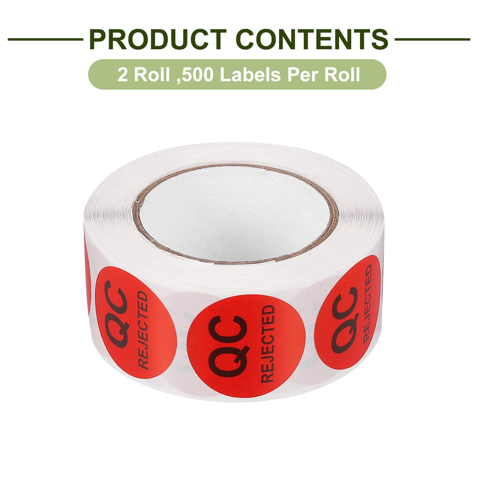 2 Roll 1000Pcs QC Rejected Labels 1 Inch Inventory Quality Control Stickers