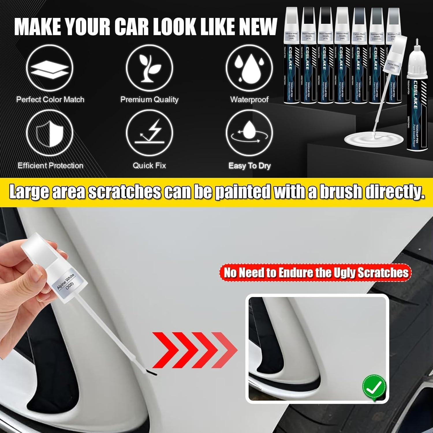 Car Touch Up Paint(Black Sapphire Metallic(475)) for BMW, Car Paint Scratch Repa
