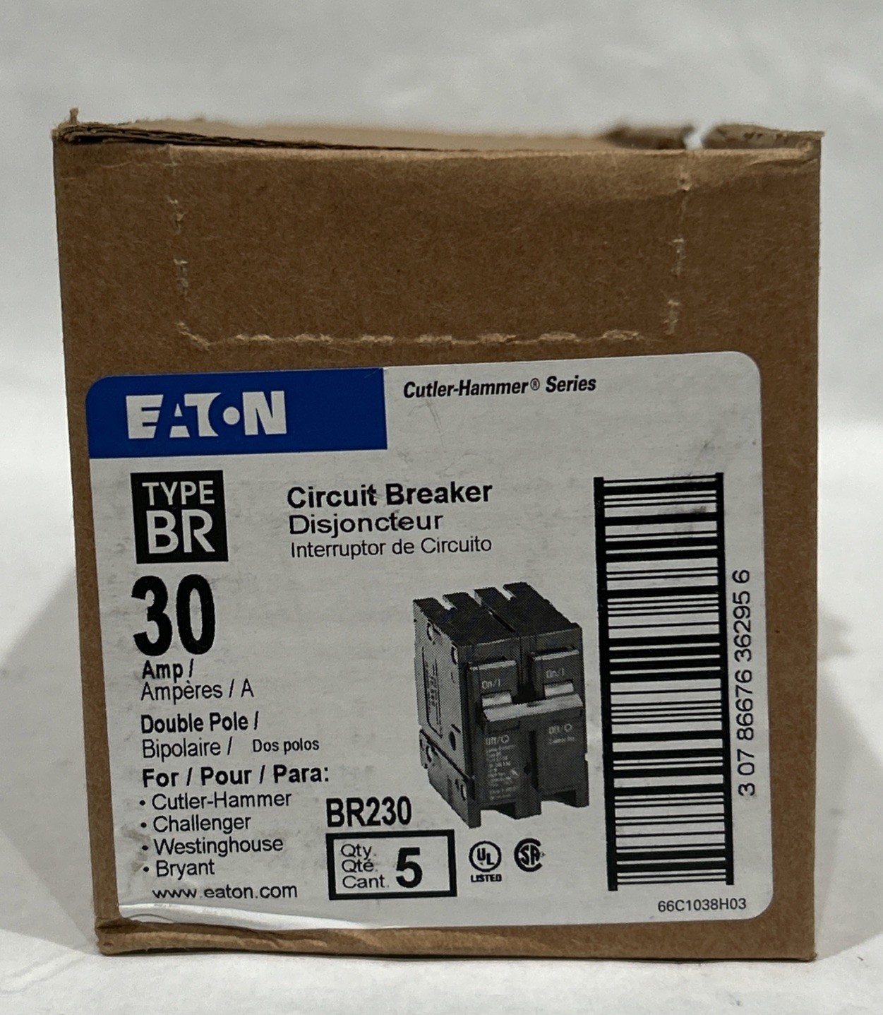 Eaton BR230 30 Amp 2 Pole 120/240 V 10 kA Circuit Breaker