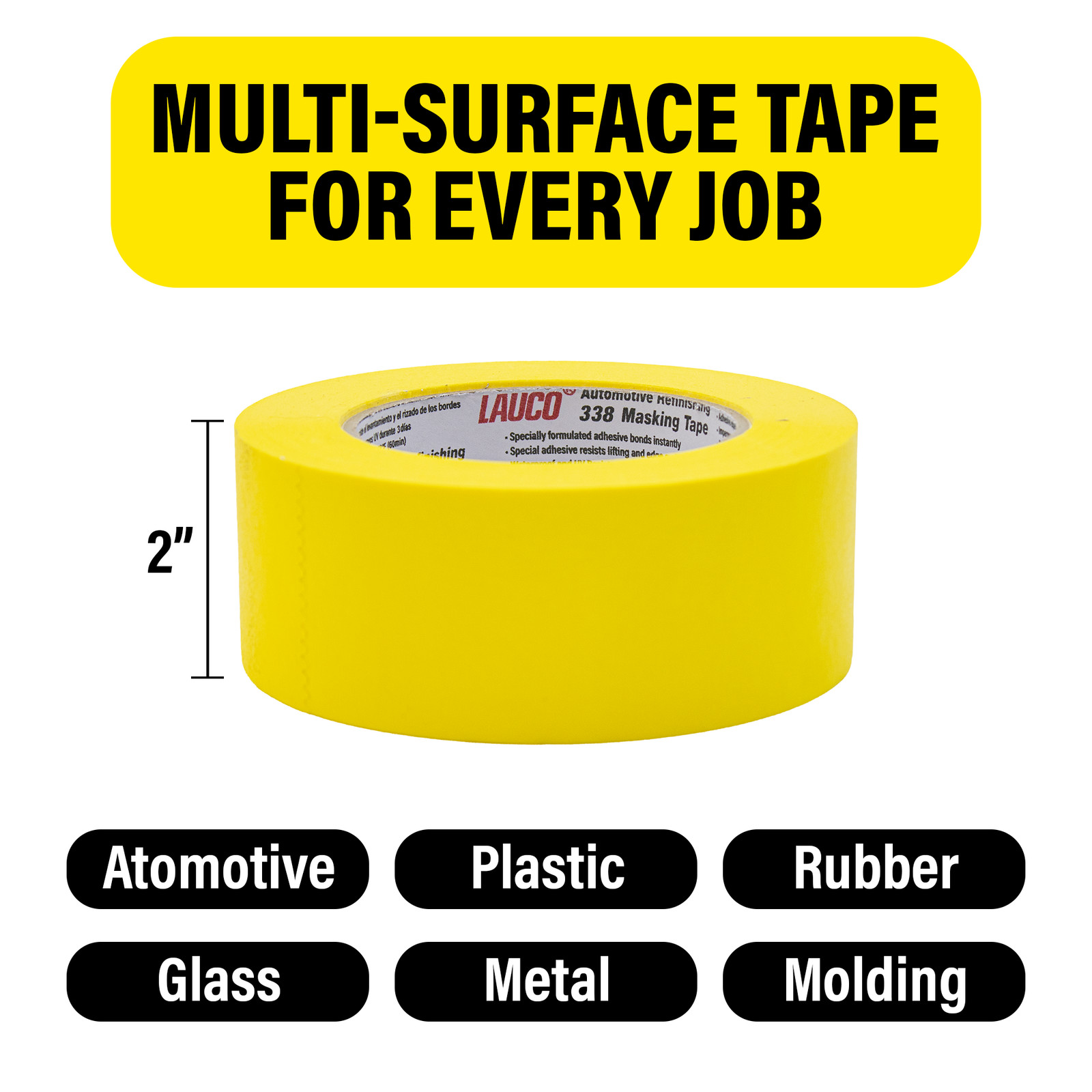 LAUCO Automotive Masking Tape 2in, 20 Rolls Yellow Painters Tape for Painting