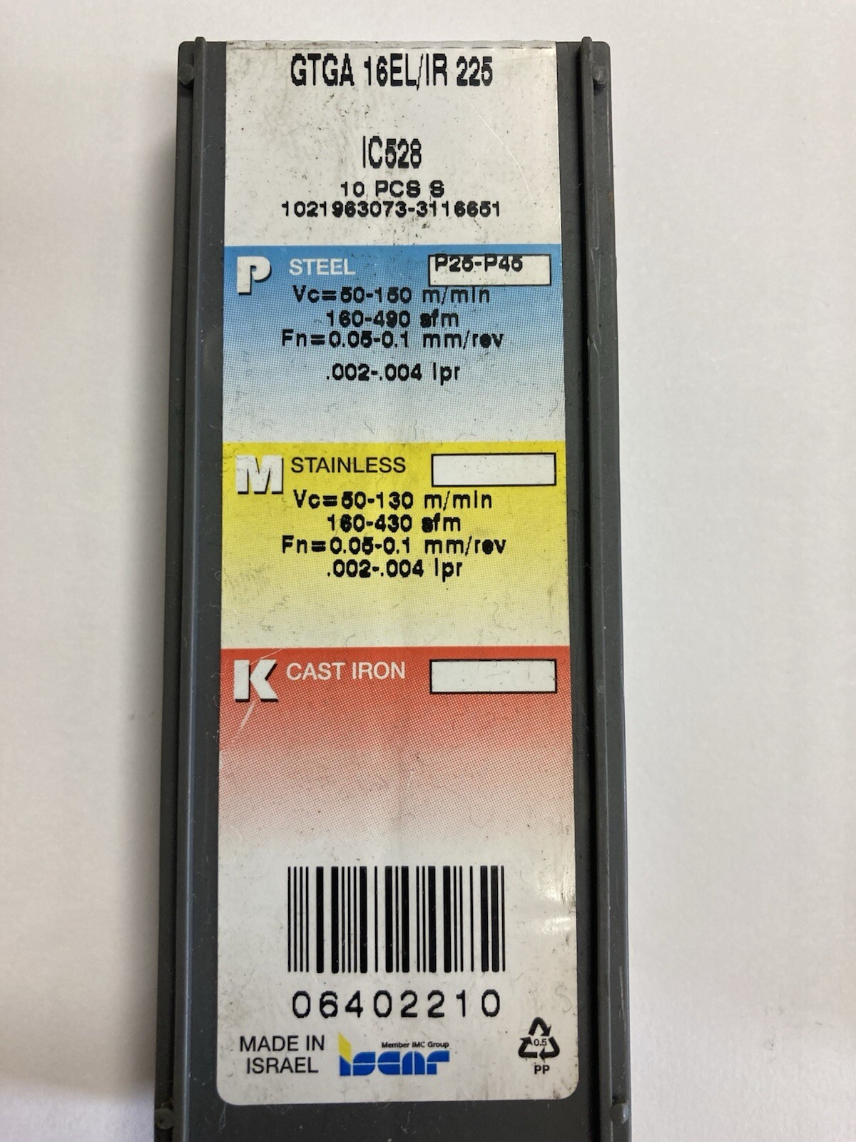 Iscar GTGA 16EL/IR 225 IC528 Inserts