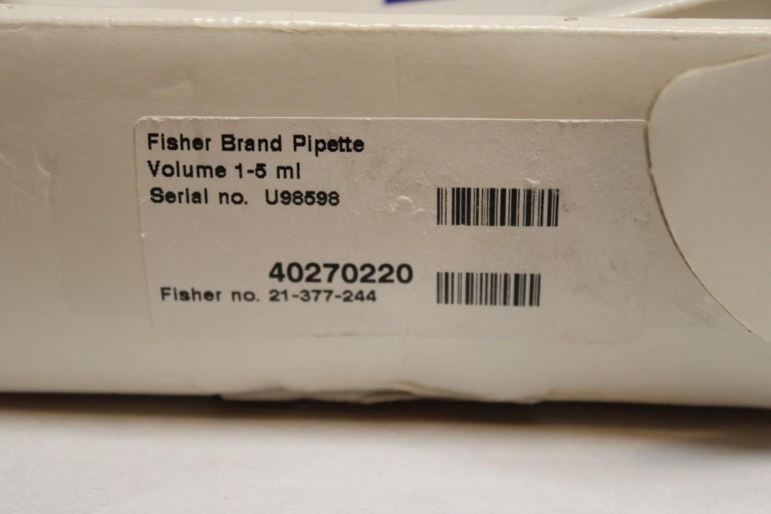 Fisherbrand Finnpipette II 21-377-244 Variable Volume Pipette 1-5 mL NEW #A