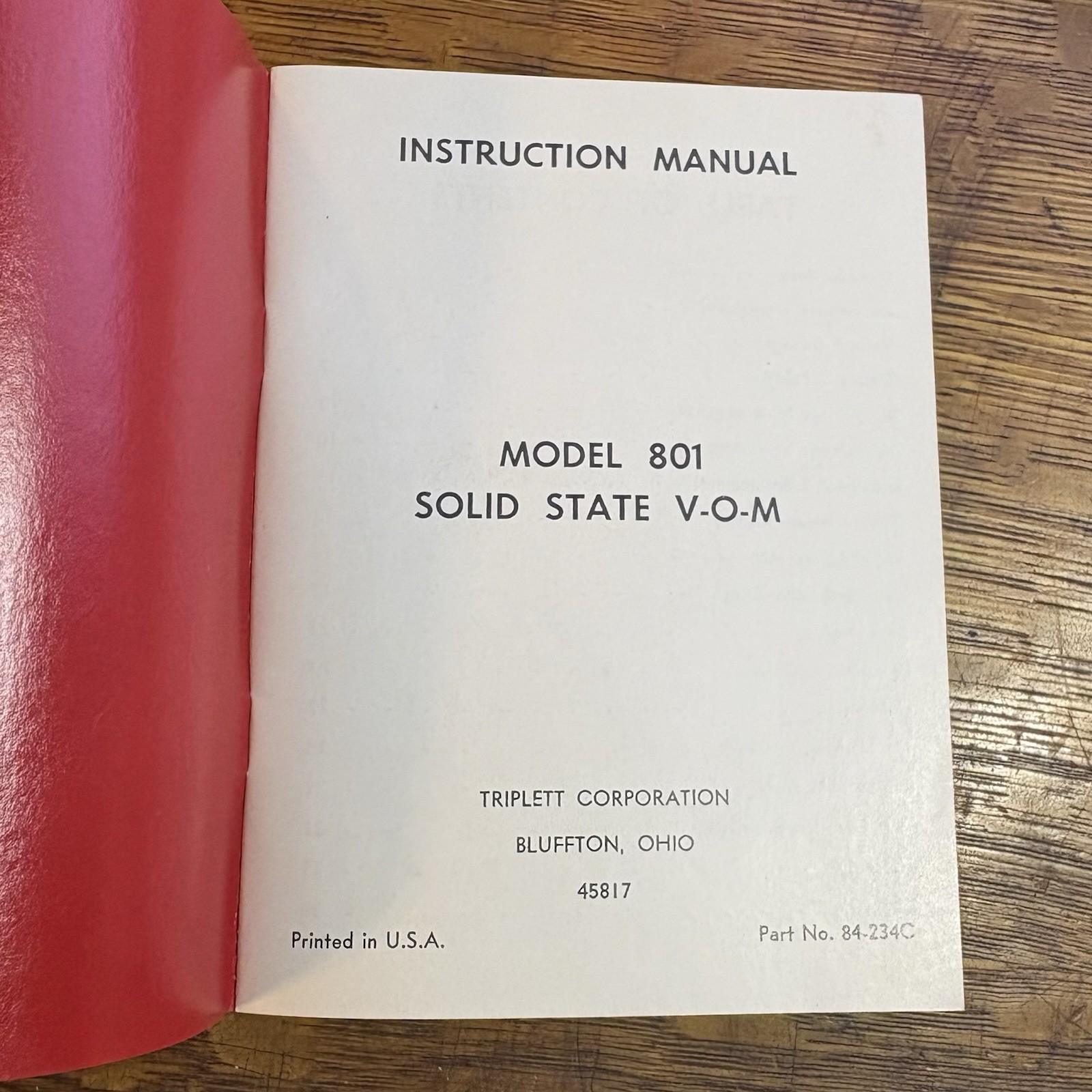 Vintage Triplett 801 Type 2 Volt-OHM-Milliammeter Manual 84-234C
