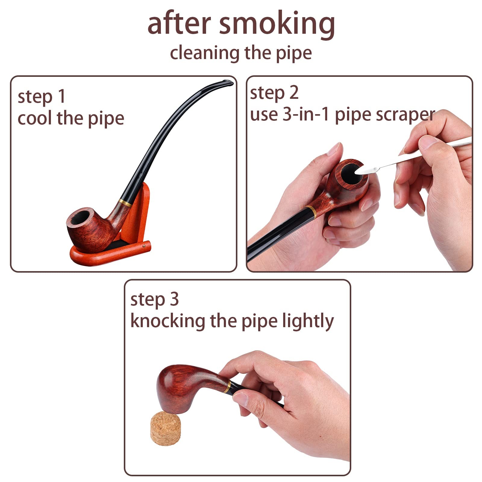 Joyoldelf Rosewood Churchwarden Tobacco Pipe – Complete Starter Set