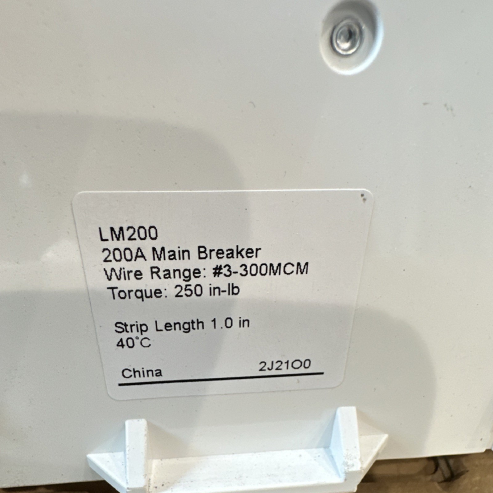 Leviton LM200 200A Main Breaker On/Off Branch Circuit AC Switch White Plastic
