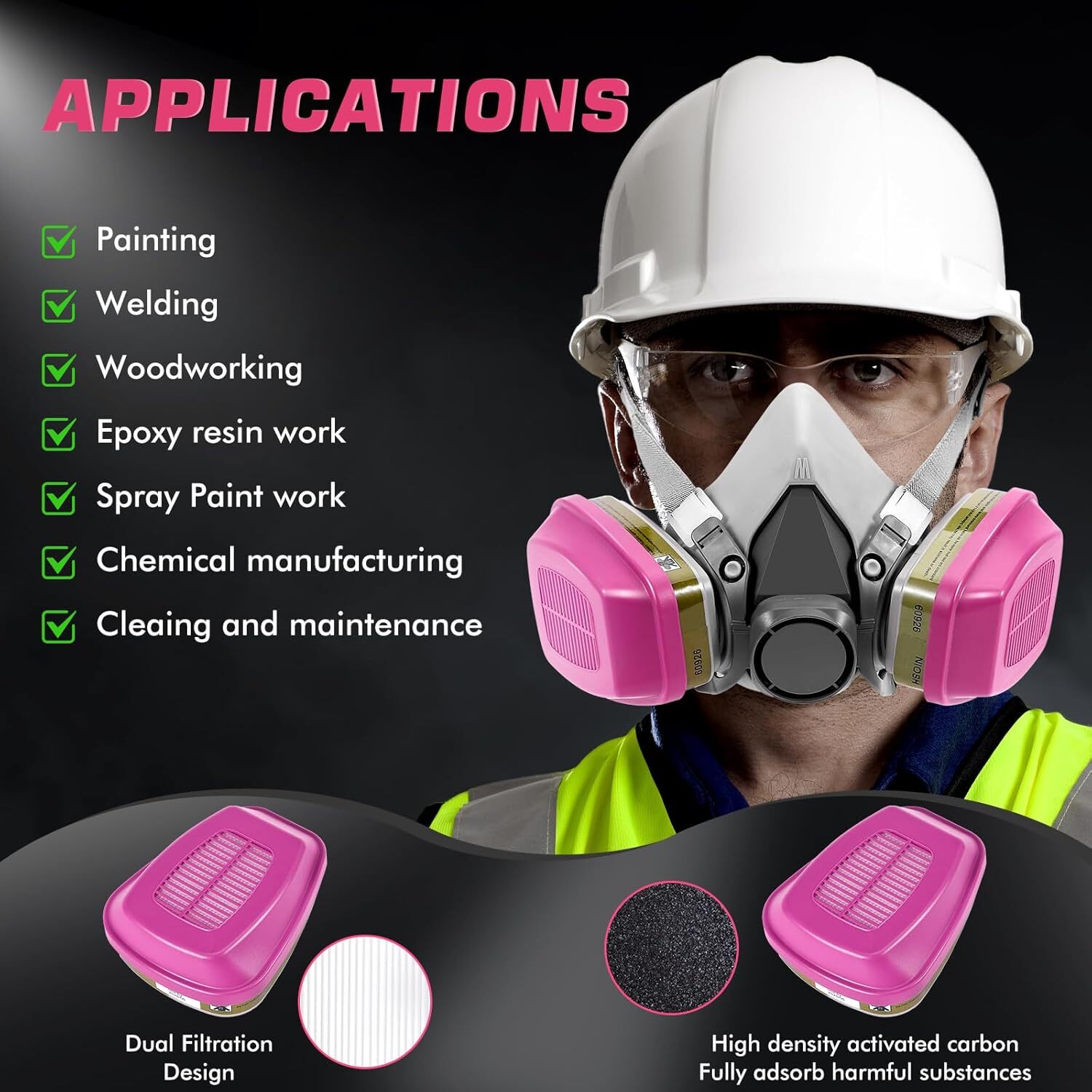 1 Pair 60926 Multi Gas Vapor P100 Replacement Respirator Protection Cartridge US