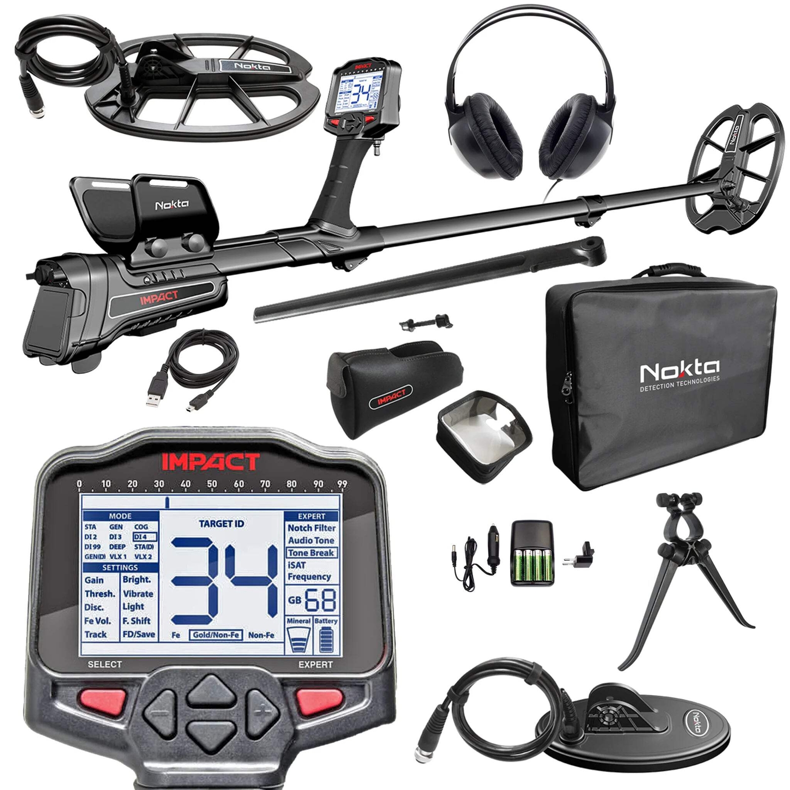 Nokta Impact Pro Pack Metal Detector with Waterproof DD 11 x 7” Search Coil