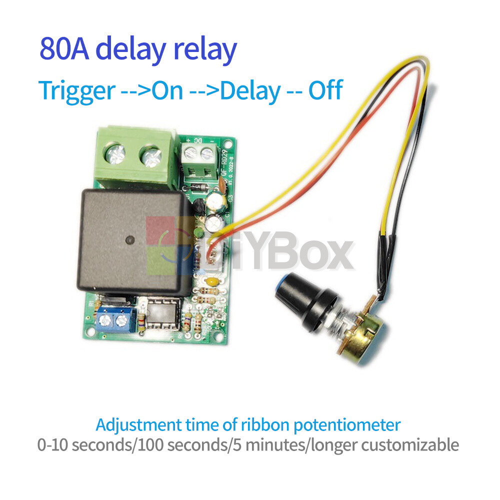 DC 12/24V Time Relay Module Trigger Timer Switch Module with Potentiometer 80A
