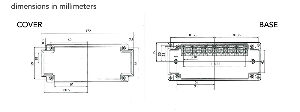 TERMINAL ENCLOSURE, CAST ALUMINUM, 15 POSITION,10 AMP IP67 RATED, 1053